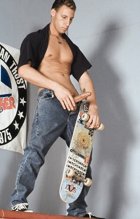 A smooth skateboarder stripping and jerking off in a studio #76922026