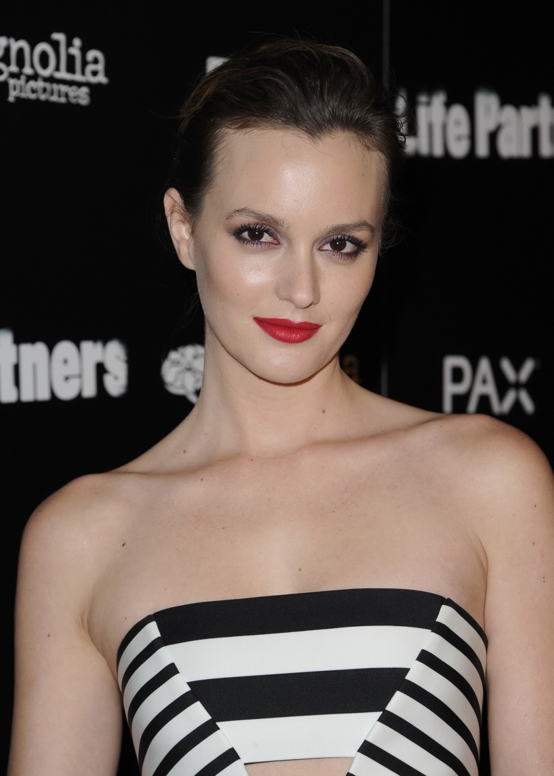 Leighton Meester booty wearing tight tube monochrome dress at Life Partners prem #75180553