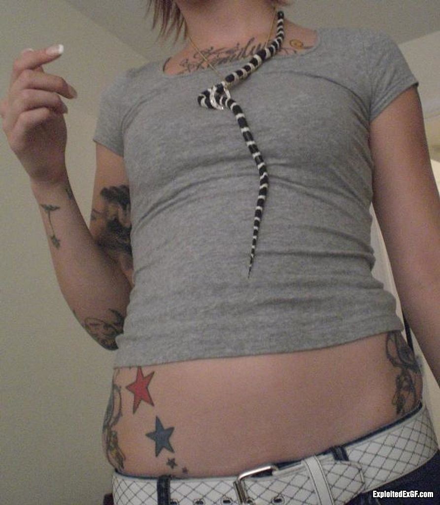 Amateur girl with lots of tattos posing #71651518