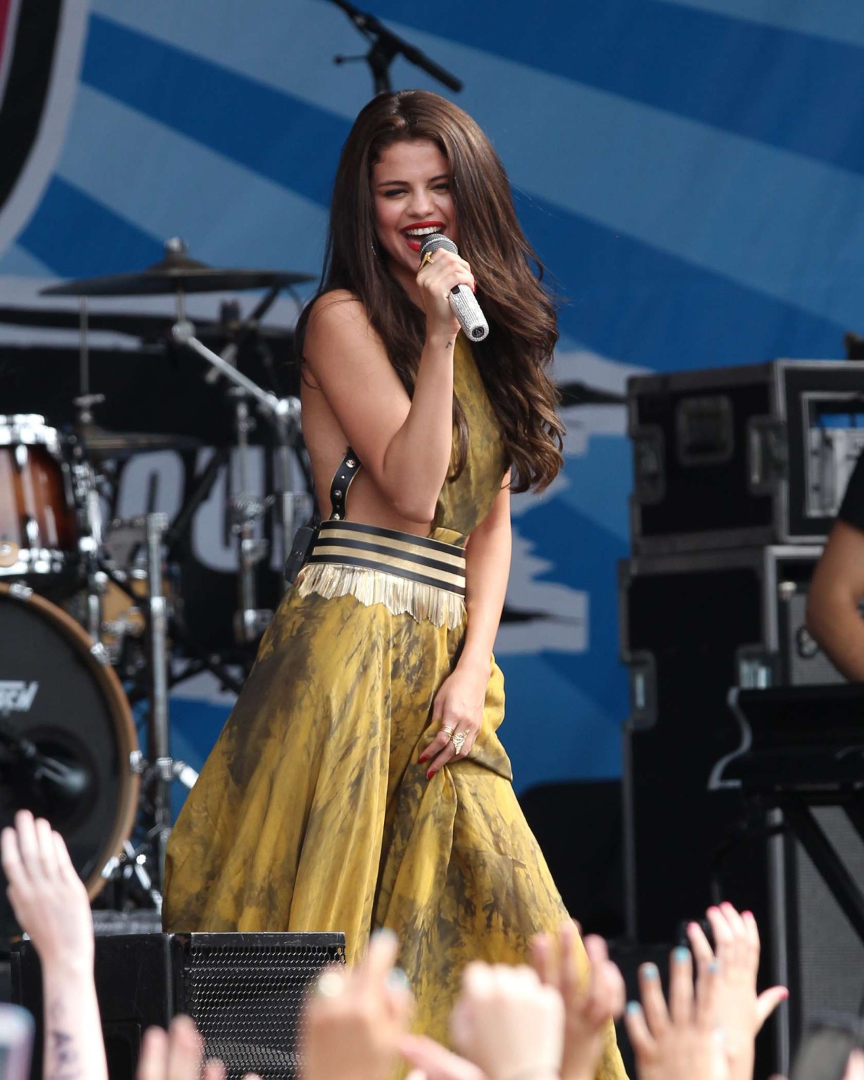 Selena Gomez flashing her skin colored panties at the AMP Radio Bday Bash in Bos #75226646