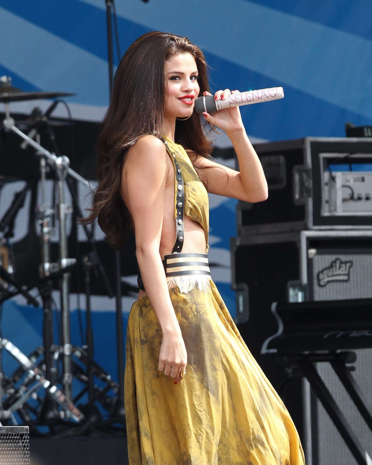 Selena Gomez flashing her skin colored panties at the AMP Radio Bday Bash in Bos #75226666