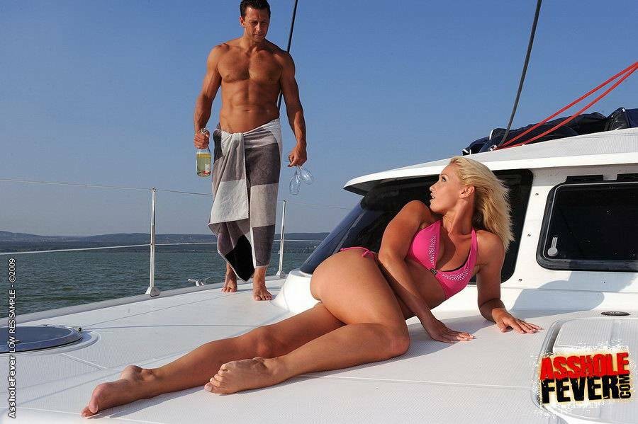 Hot blonde getting fucked in the ass on a boat #69141871