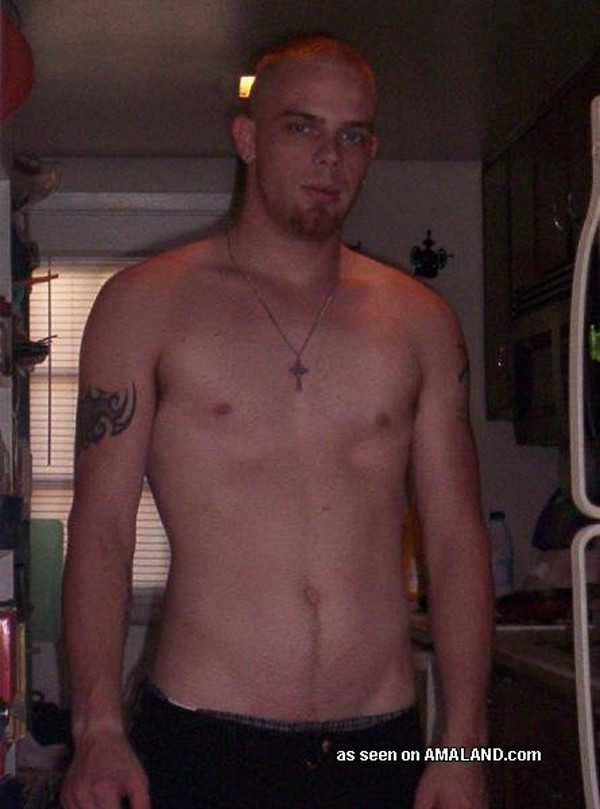 Horny stud with goatee shows his fat cock #76942764