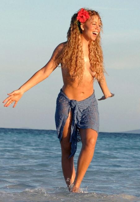 Mariah Carey topless at the beach #72319861