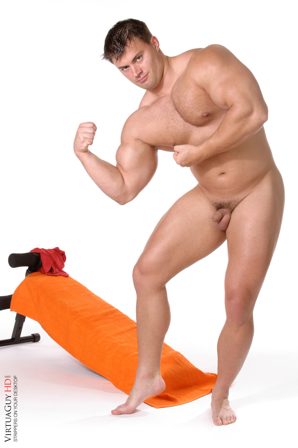Handsome guy showing his muscles and dick #76981138
