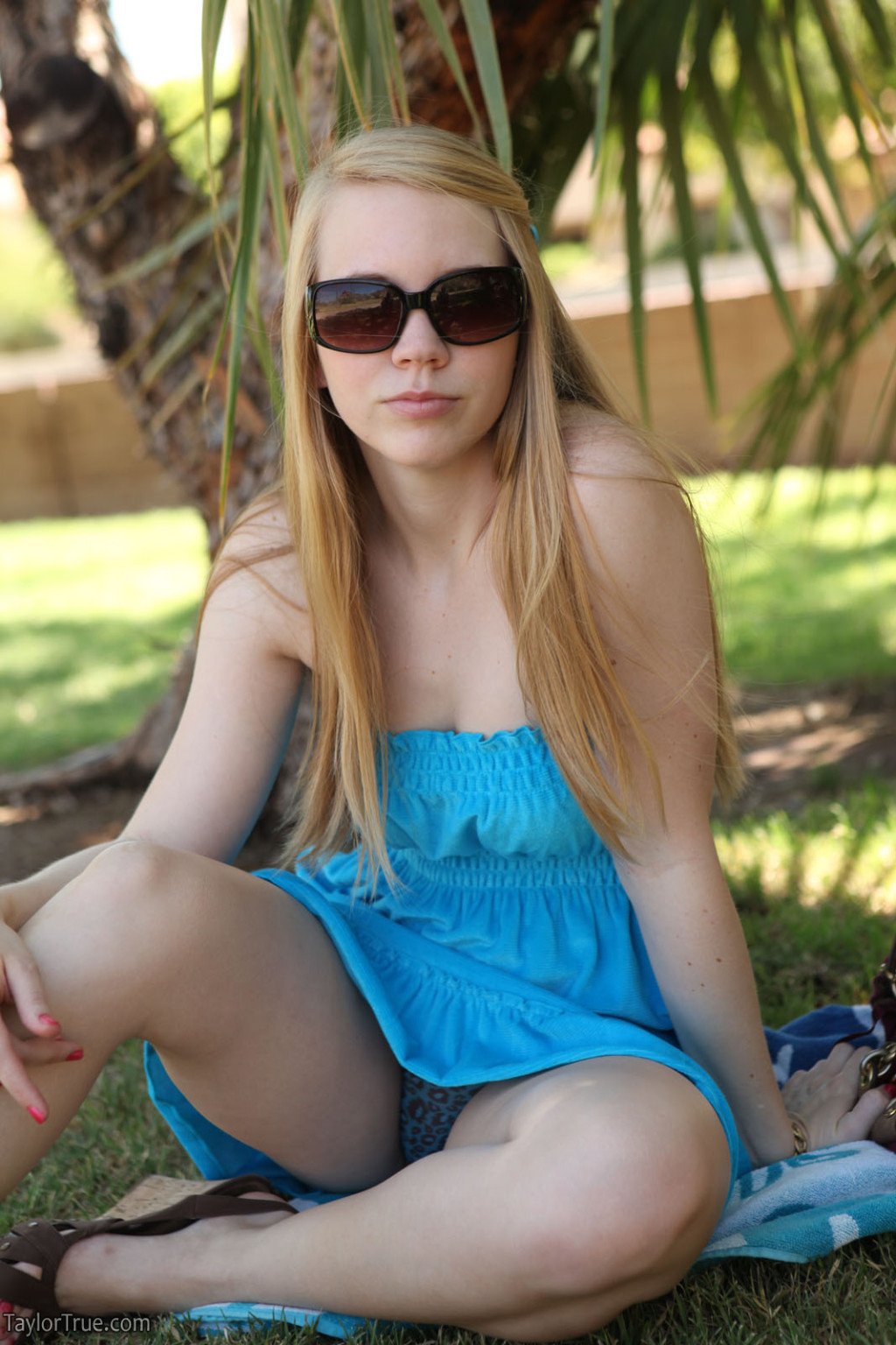 Blonde teen strips naked outdoor #73476703