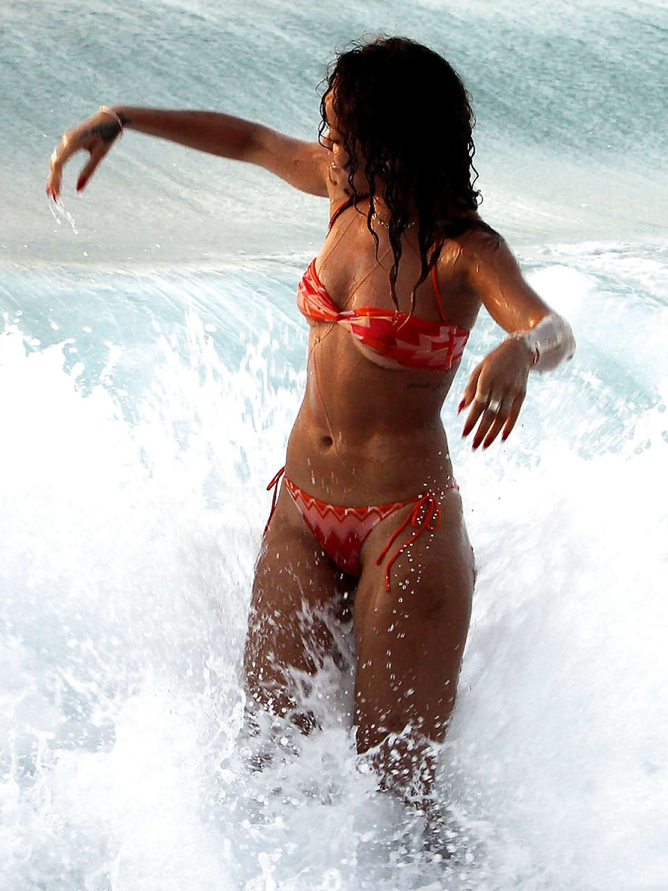 Rihanna looking sexy and cute in skimpy bikini on beach #75276360