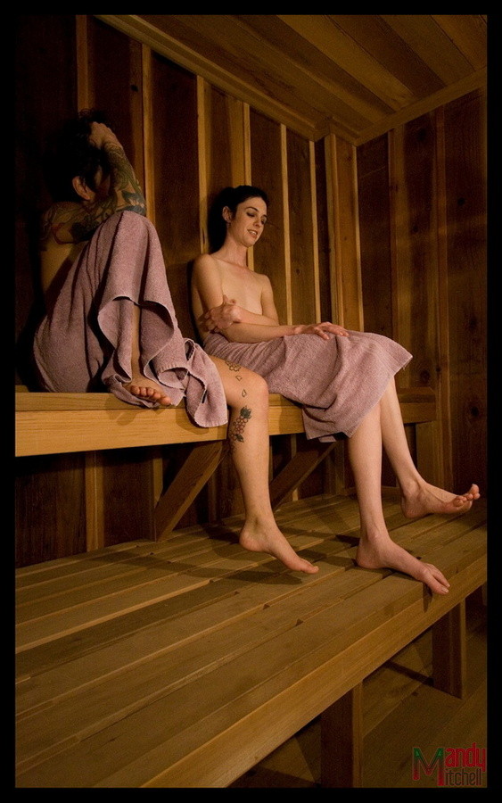 Mandy Mitchell fisting and fingering a girl in sauna #79208652
