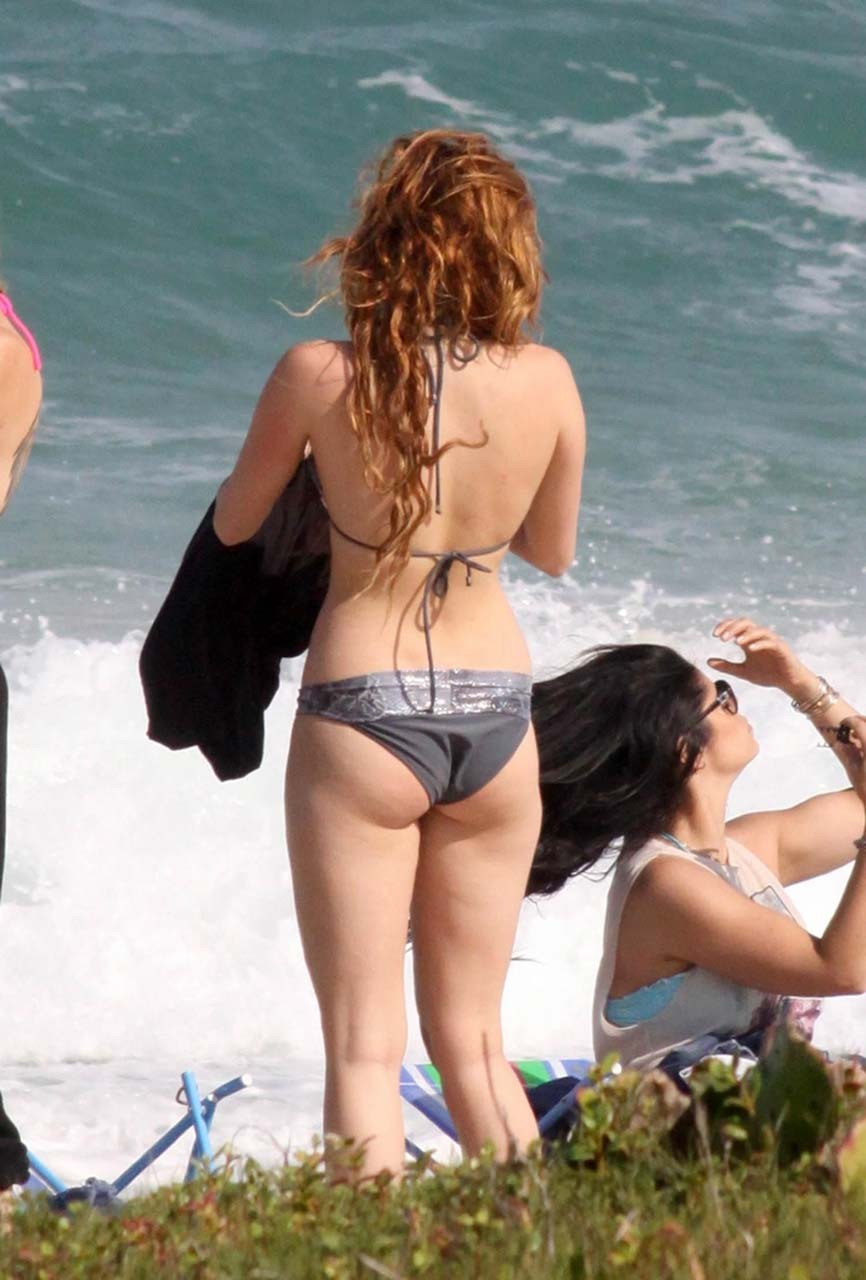 Miley Cyrus exposing her great ass in bikini on beach and sexy in stockings on s #75304693