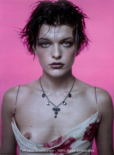 Exotic celebrity star Milla Jovovich showing nude breasts #75430429