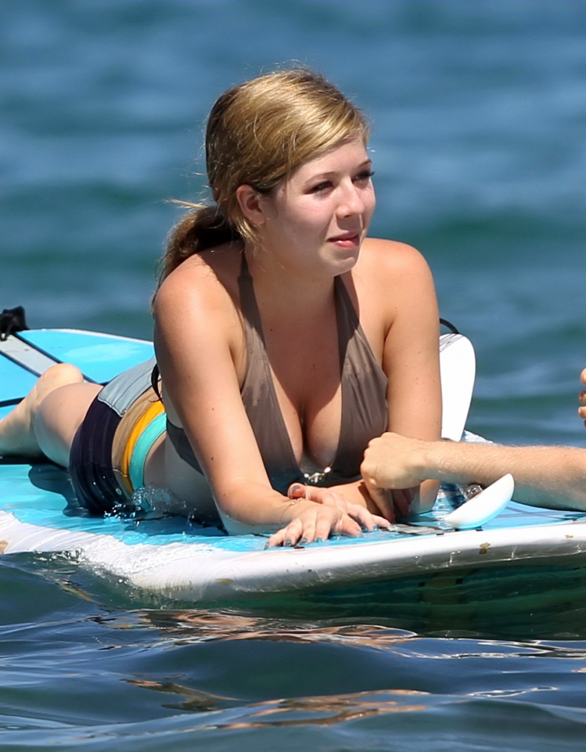 Jennette McCurdy busty wearing bikini top  shorts on a beach in Maui #75253796