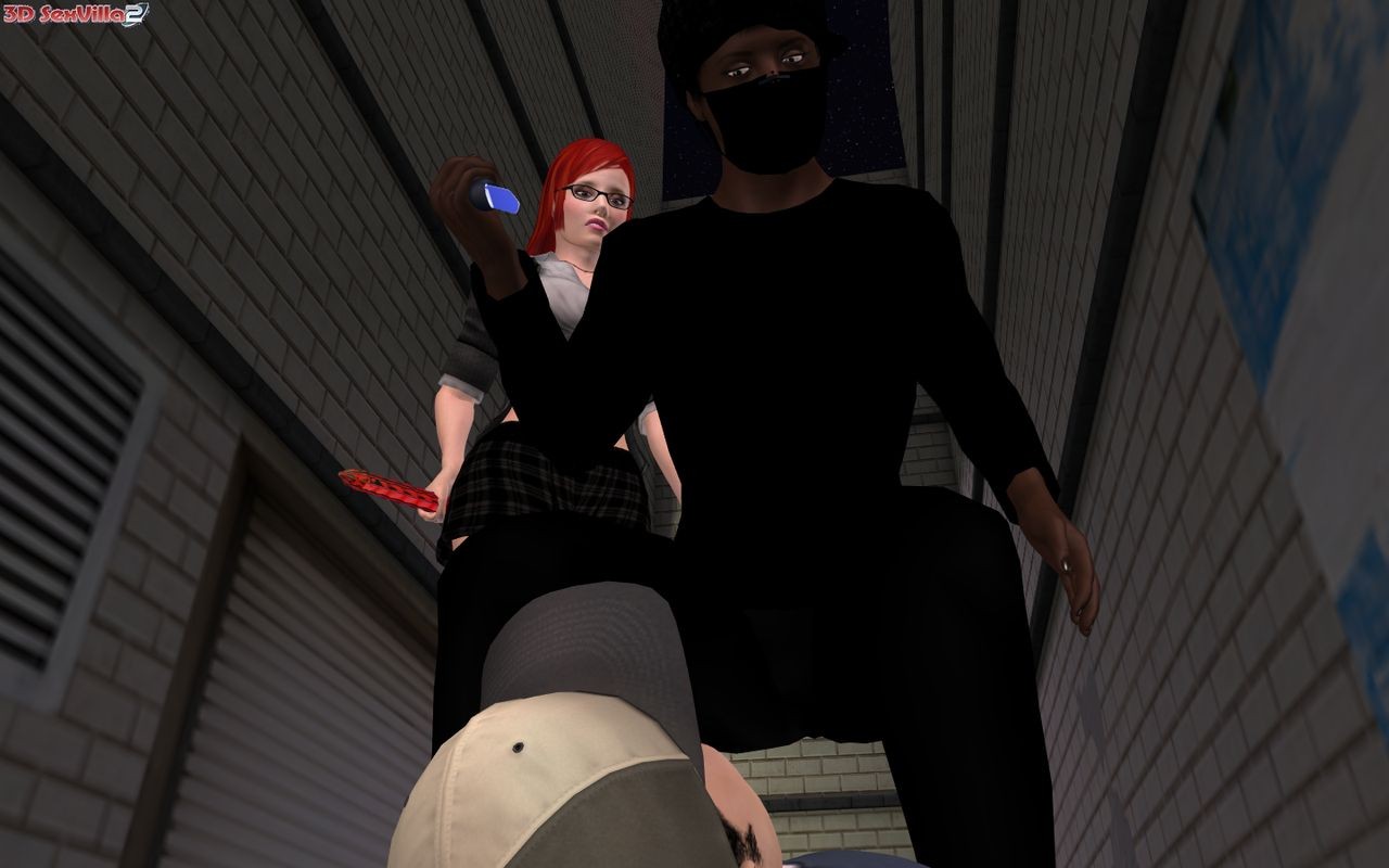 3d animated babe gets mugged in a back alley #69352476