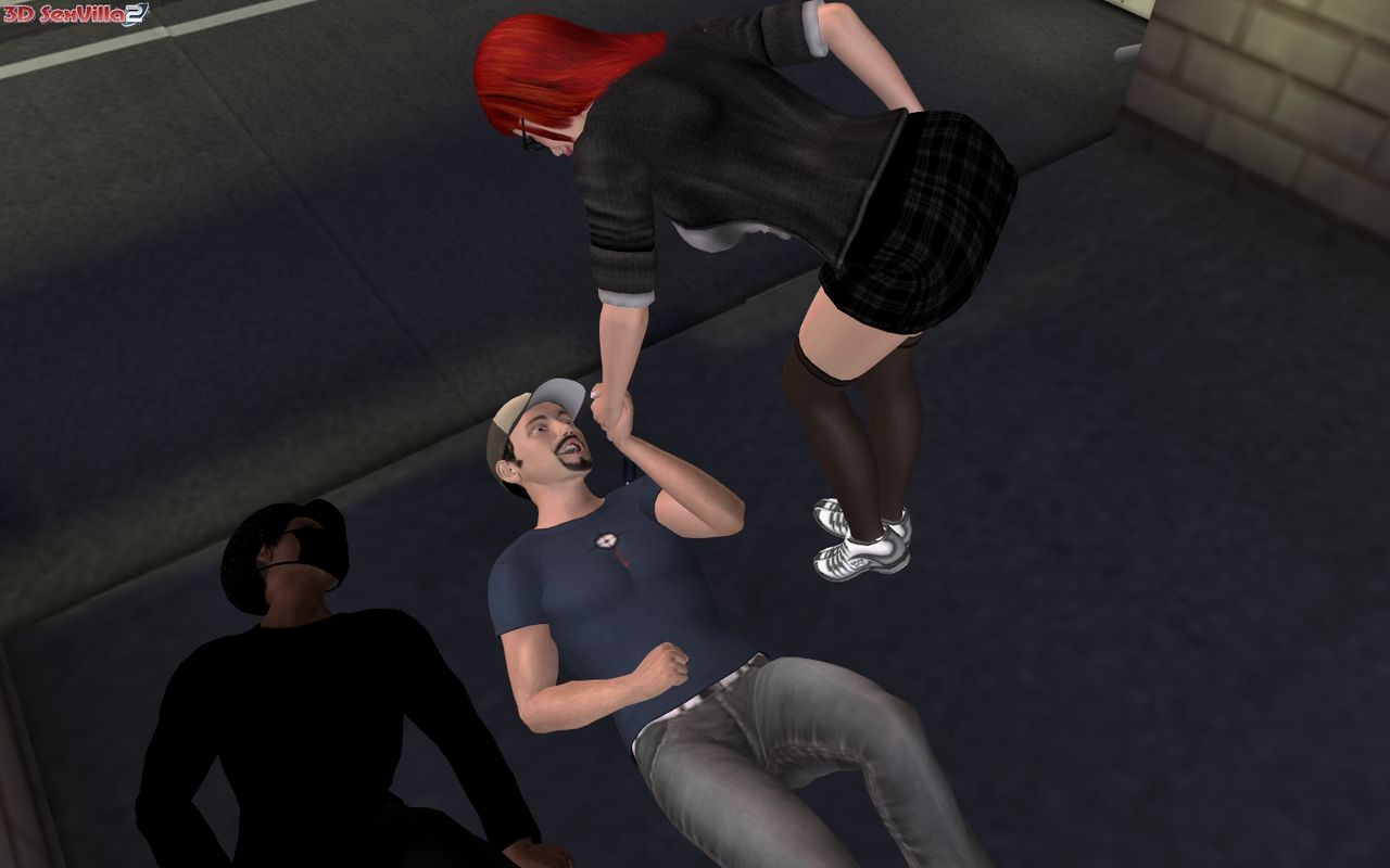 3d animated babe gets mugged in a back alley #69352512