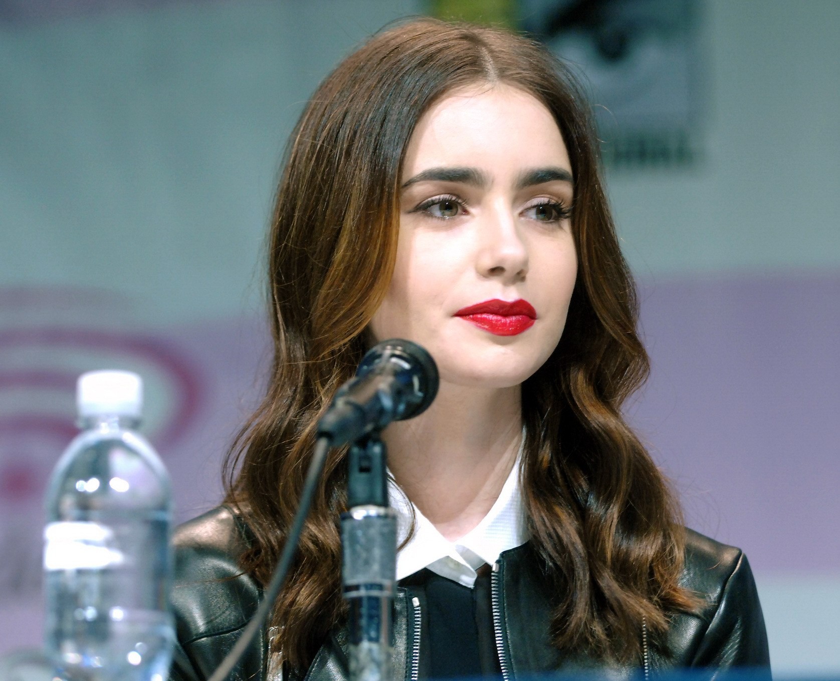 Lily Collins leggy and see-thru to bra at 2013 WonderCon in Anaheim and at Chane #75236649
