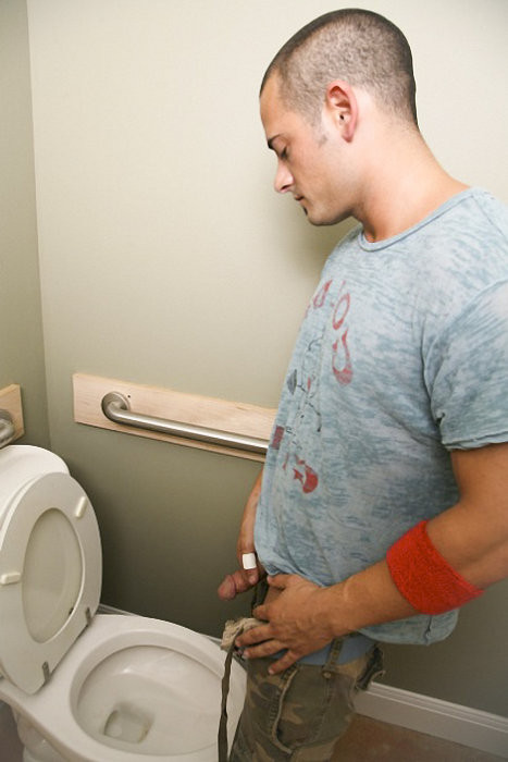 A sweet stud sucking by the turn two amateur cocks in the john #76915322