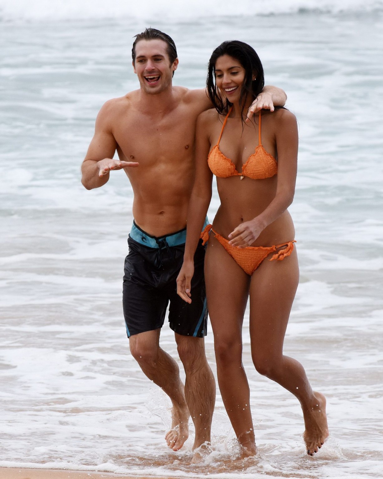 Busty Pia Miller wearing a skimpy orange bikini on the Home  Away set at Palm Be #75177593