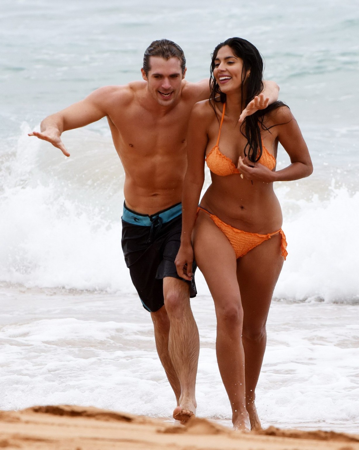 Busty Pia Miller wearing a skimpy orange bikini on the Home  Away set at Palm Be #75177649