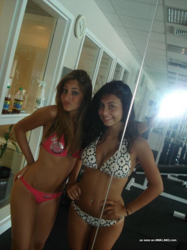 Two sexy amateur teens taking selfpics one hot summer #68241752