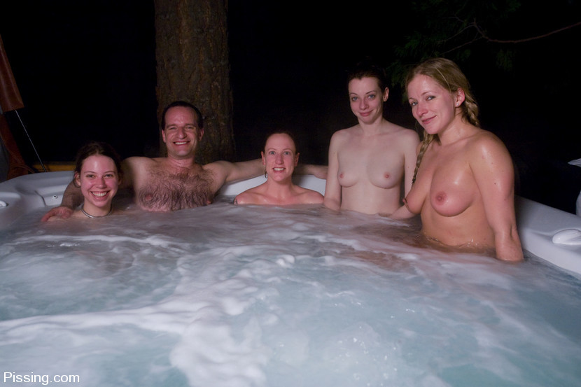 Three girls enjoying with warm pissing on the snow #73253969