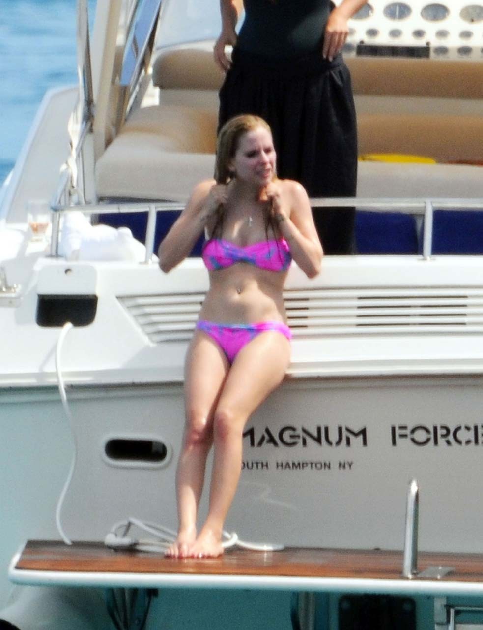 Avril Lavigne exposing sexy body and hot ass in bikini on yacht #75298711