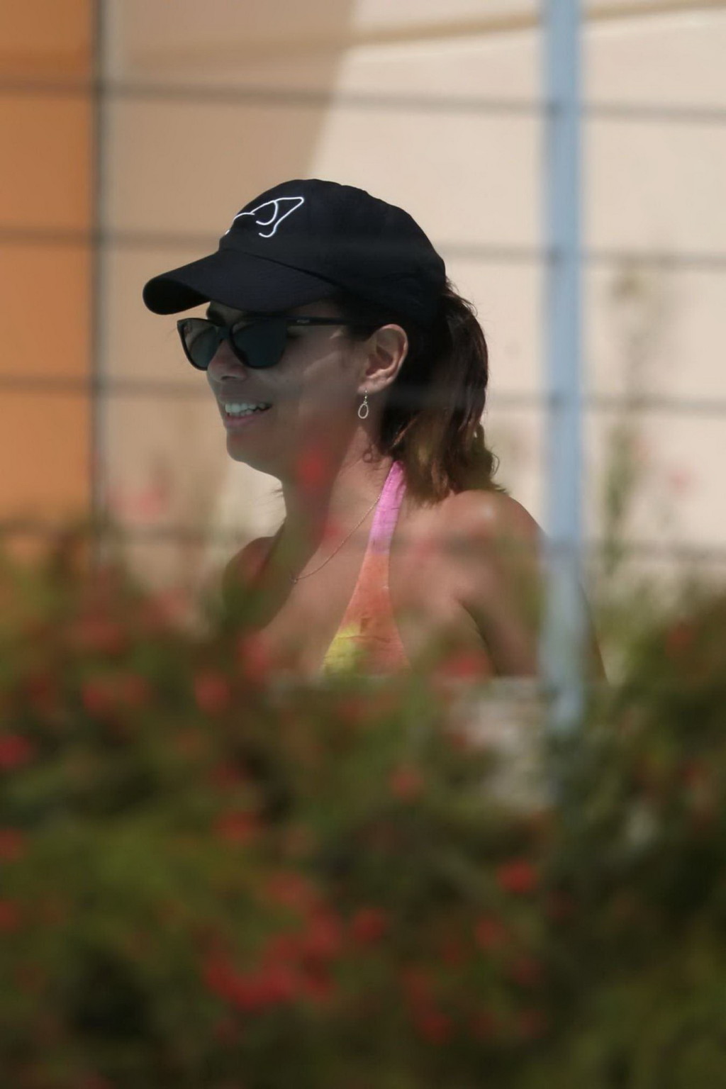 Eva Longoria caught in a tiny colorful bikini poolside in Miami #75185839