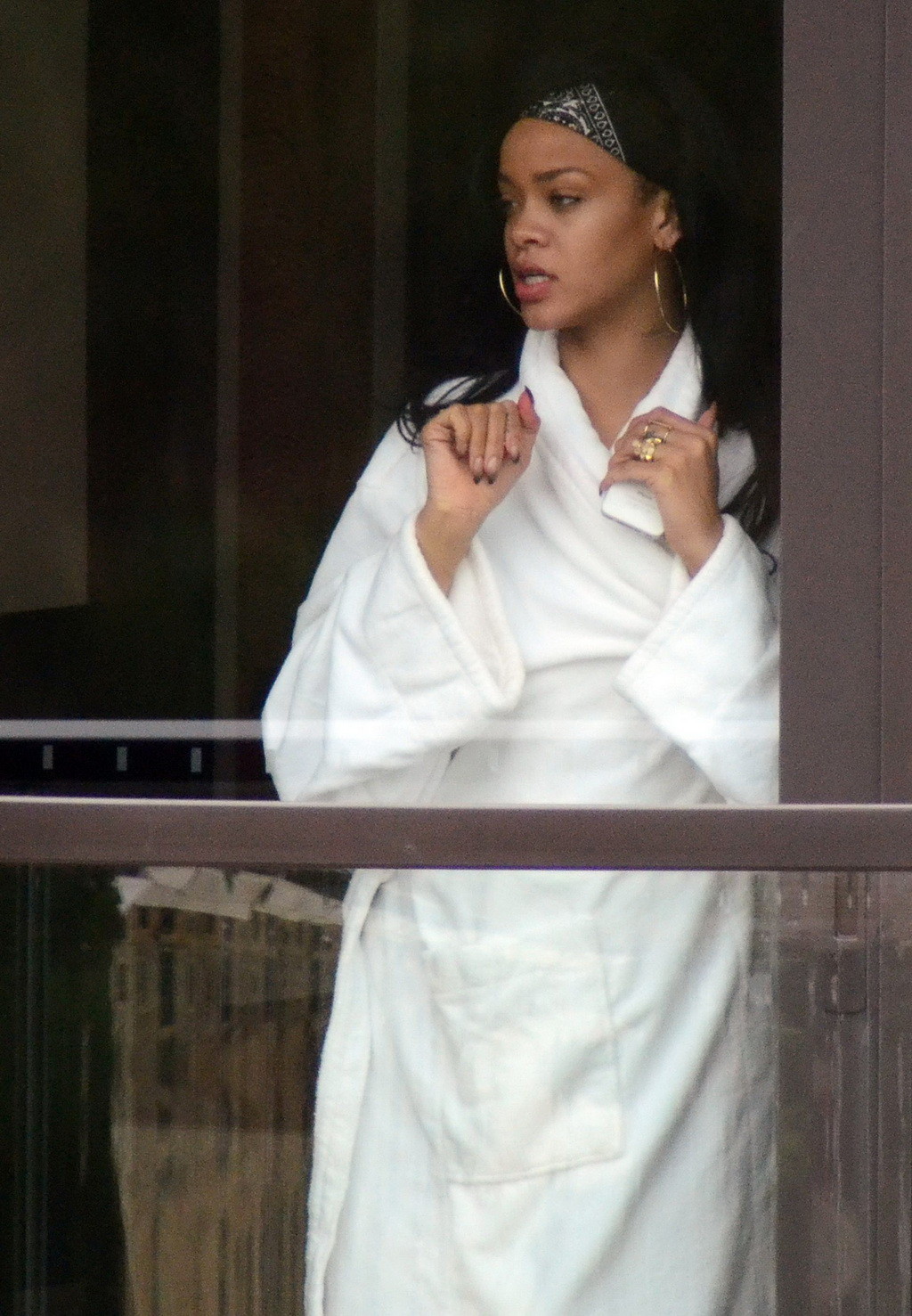 Rihanna showing big cleavage  long legs in wide open topcoat out in Sydney and a #75266868