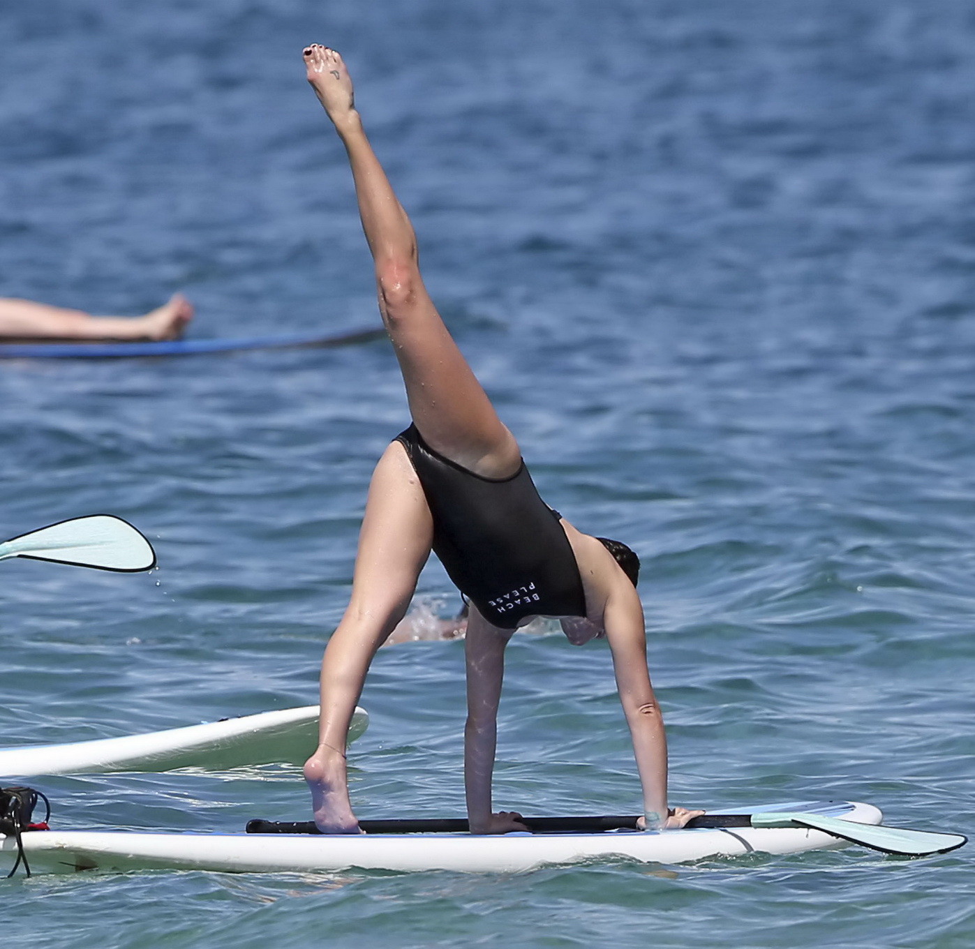 Lea Michele showing ass and pokies in black swimsuit #75140252