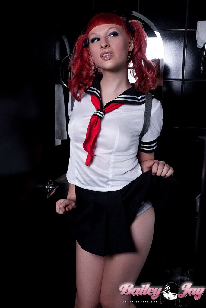 Beautiful redhead shemale in sailor outfit #79116806