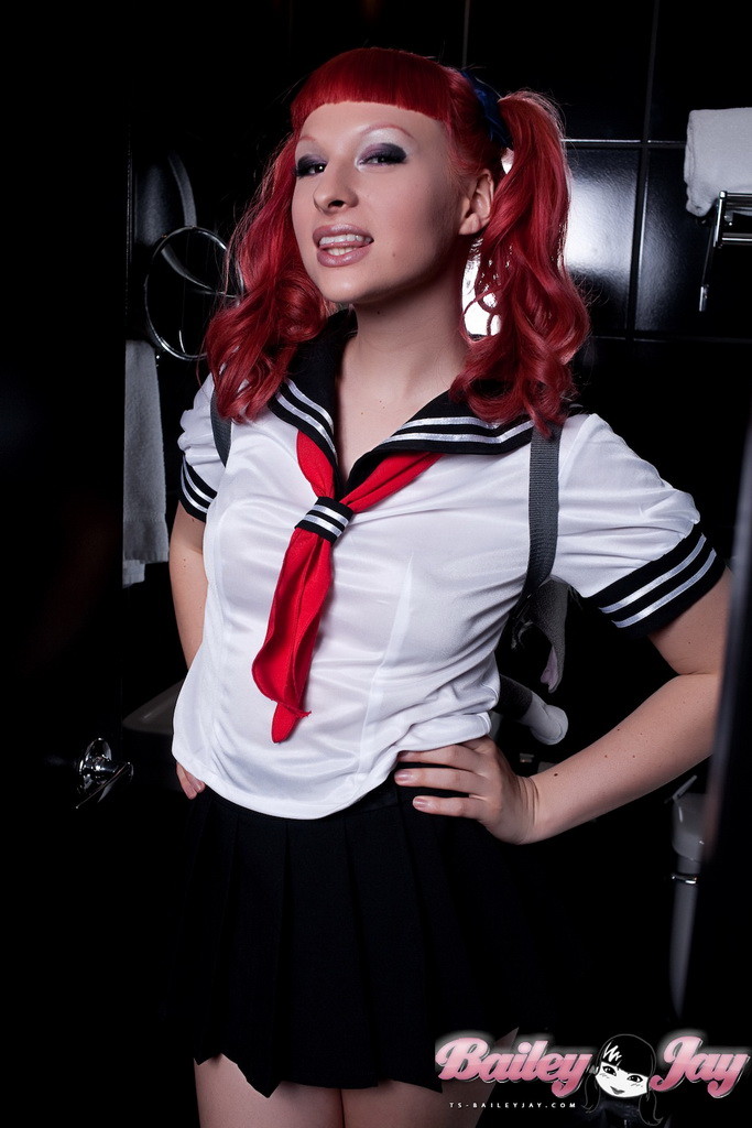 Beautiful redhead shemale in sailor outfit #79116843
