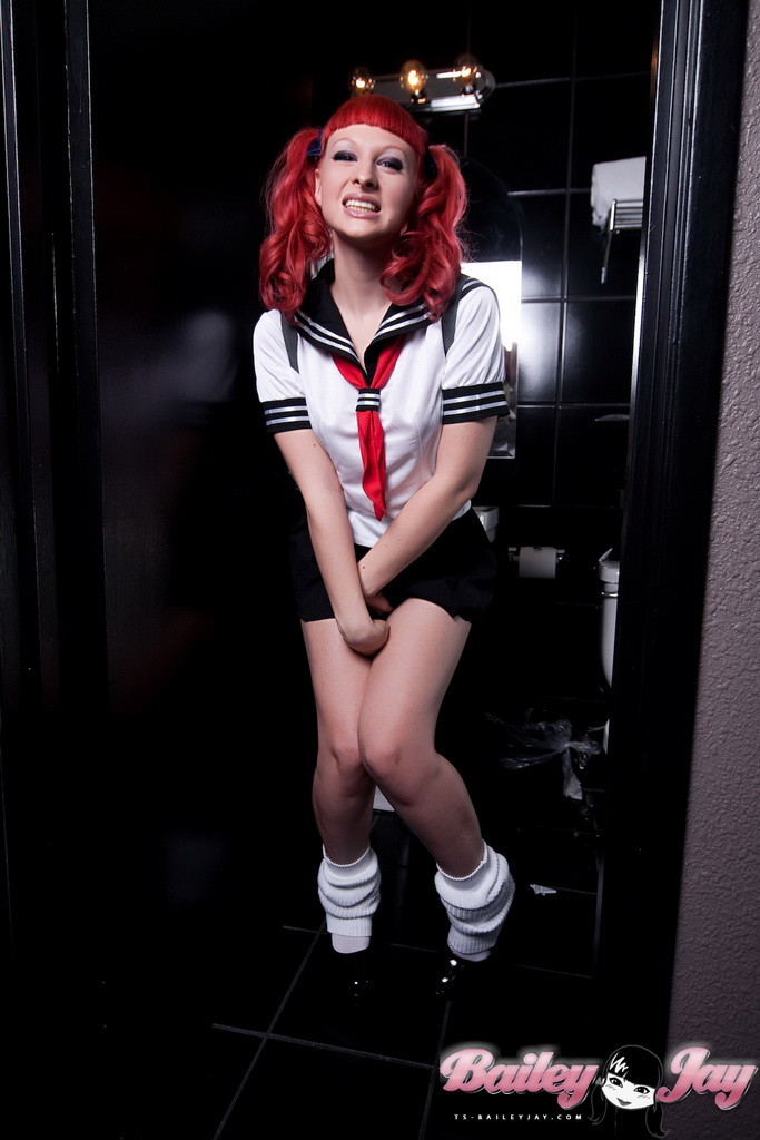 Beautiful redhead shemale in sailor outfit #79116846