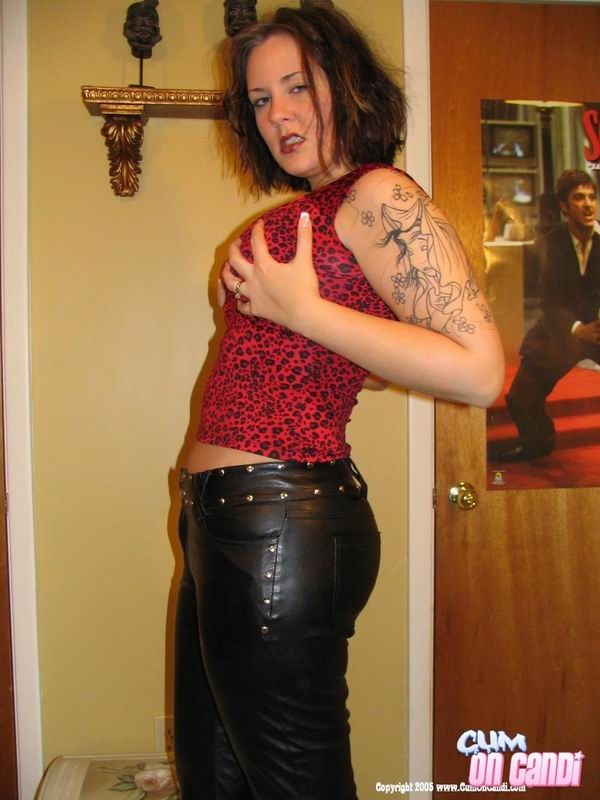 Candi Strippin Her Sexy Leather Pants #75552394
