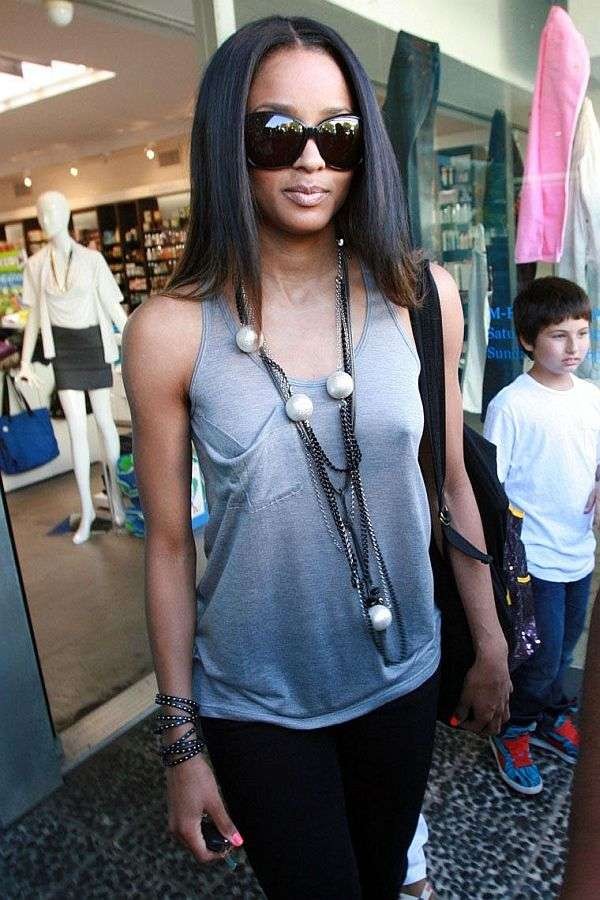 Ciara black pop star celebrity showing her big hard nipples #73390686