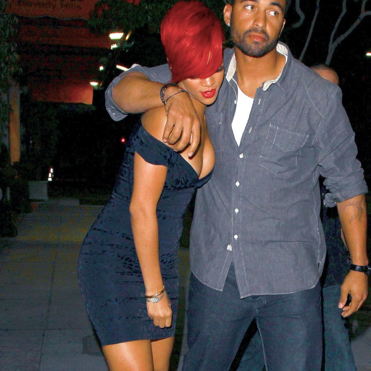 Rihanna shows huge cleavage wearing mini dress out in Hollywood #75343820