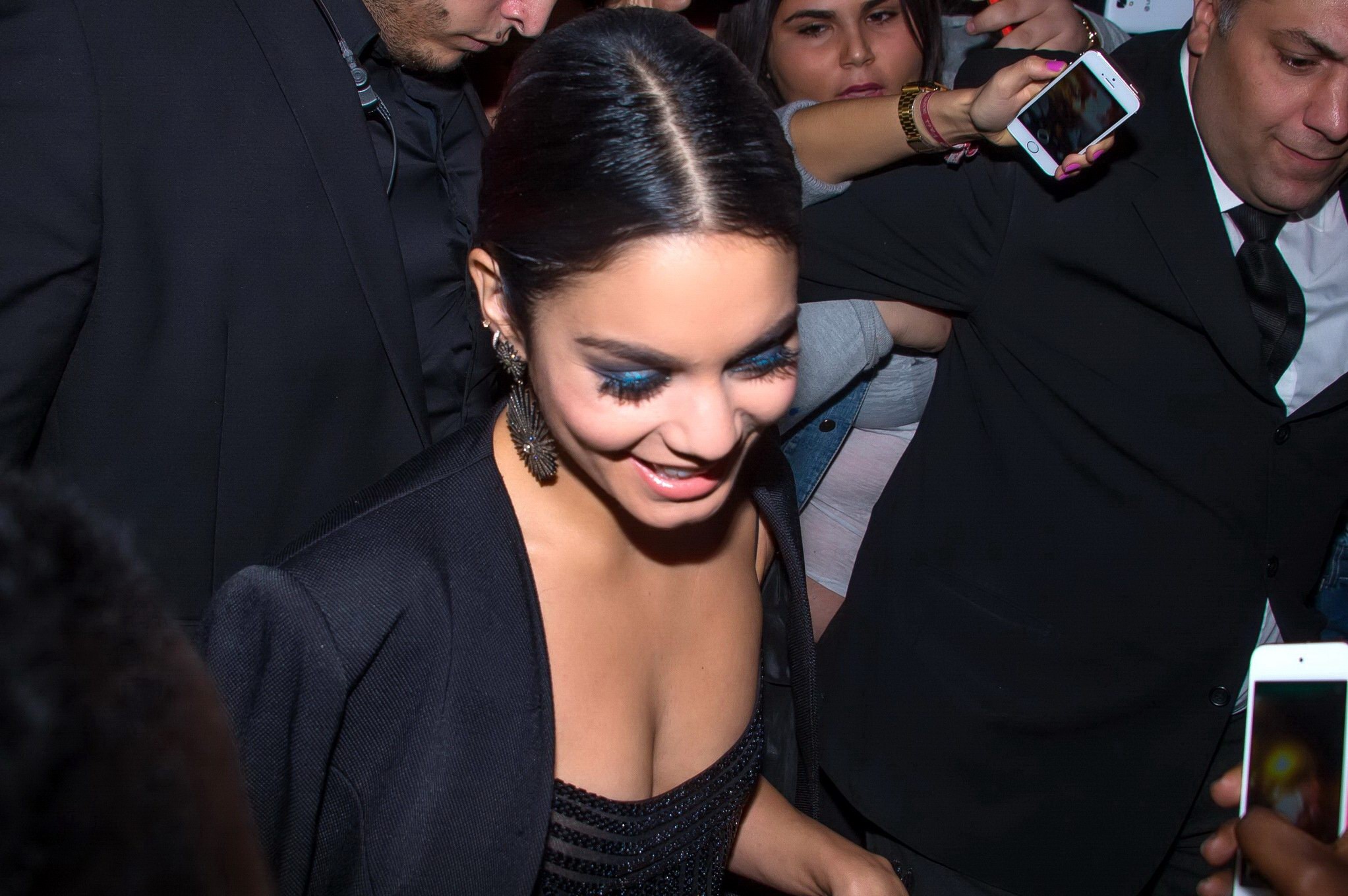 Vanessa Hudgens braless wearing a low cut maxi dress at Gimme Shelter premiere i #75182547