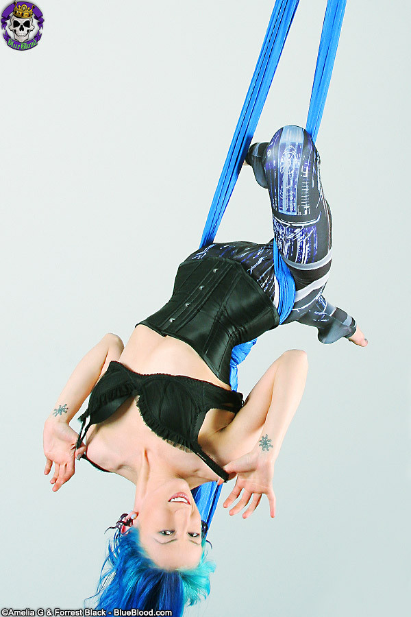 Naked Blue Haired Silk Trapeze and Contortion Artist Alecia Joy #70991730