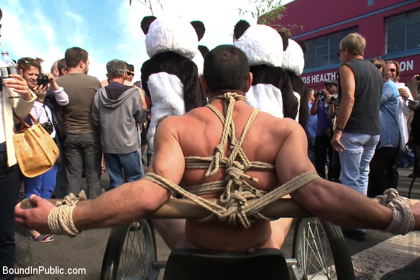 Six assless pandas use and abuse Jason Miller at Folsom Street Fair. #76914321