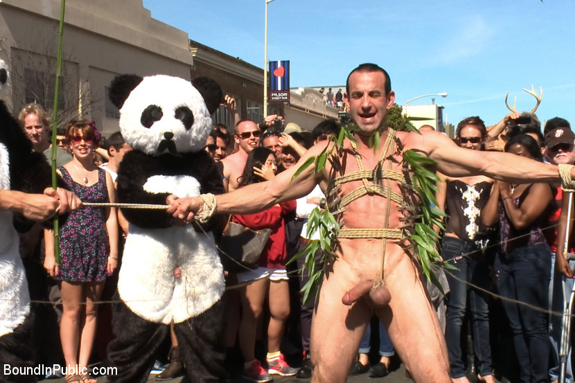 Six assless pandas use and abuse Jason Miller at Folsom Street Fair. #76914370