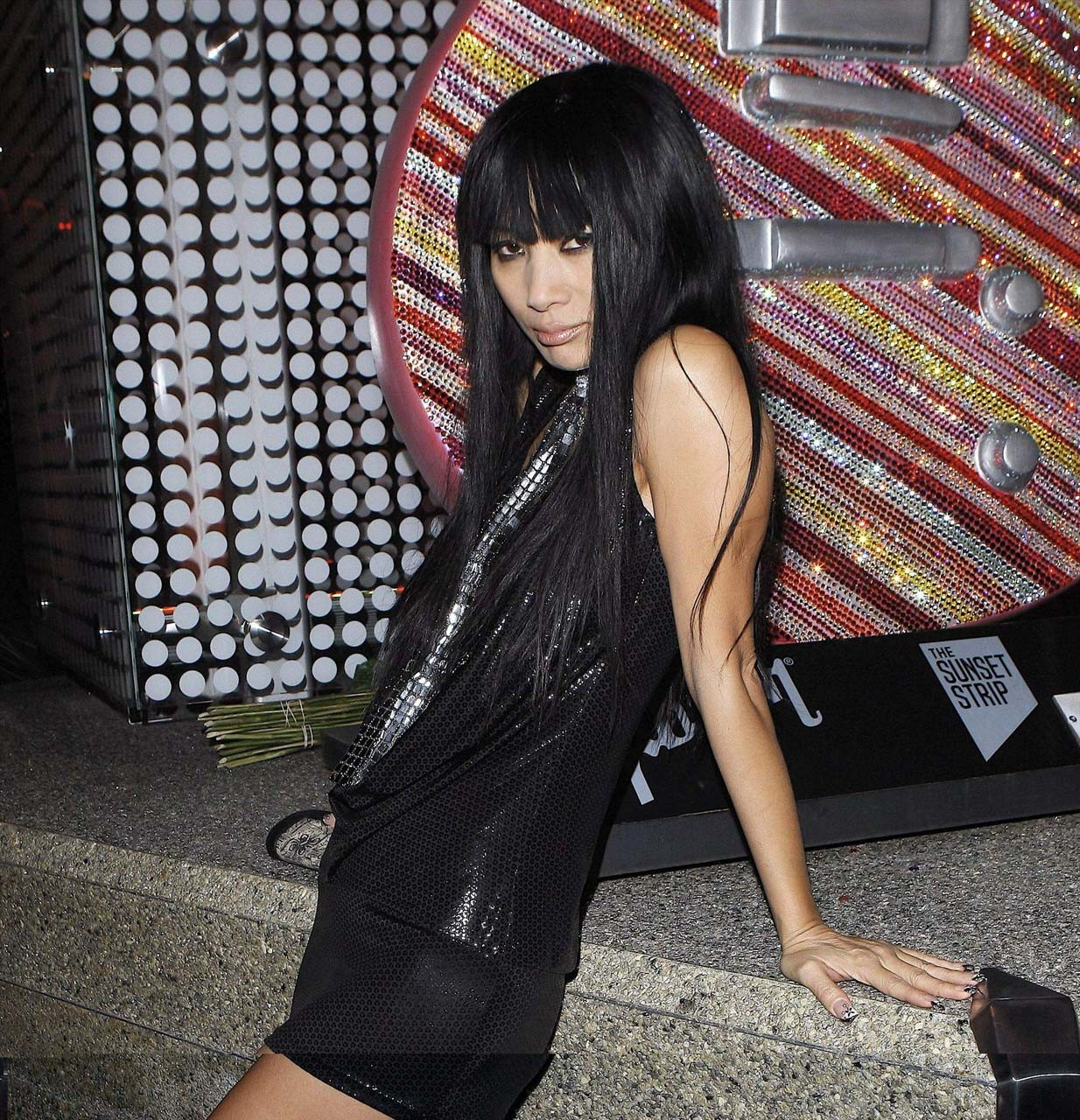 Bai Ling leggy in black mini skirt and exposing her sweet small tits #75324266