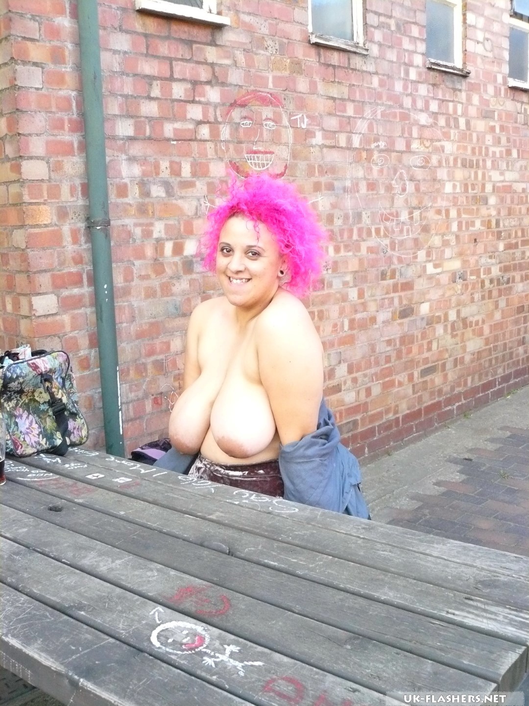 Amateur BBW Roxy on a day out flashes her huge boobs for the cam #67324603