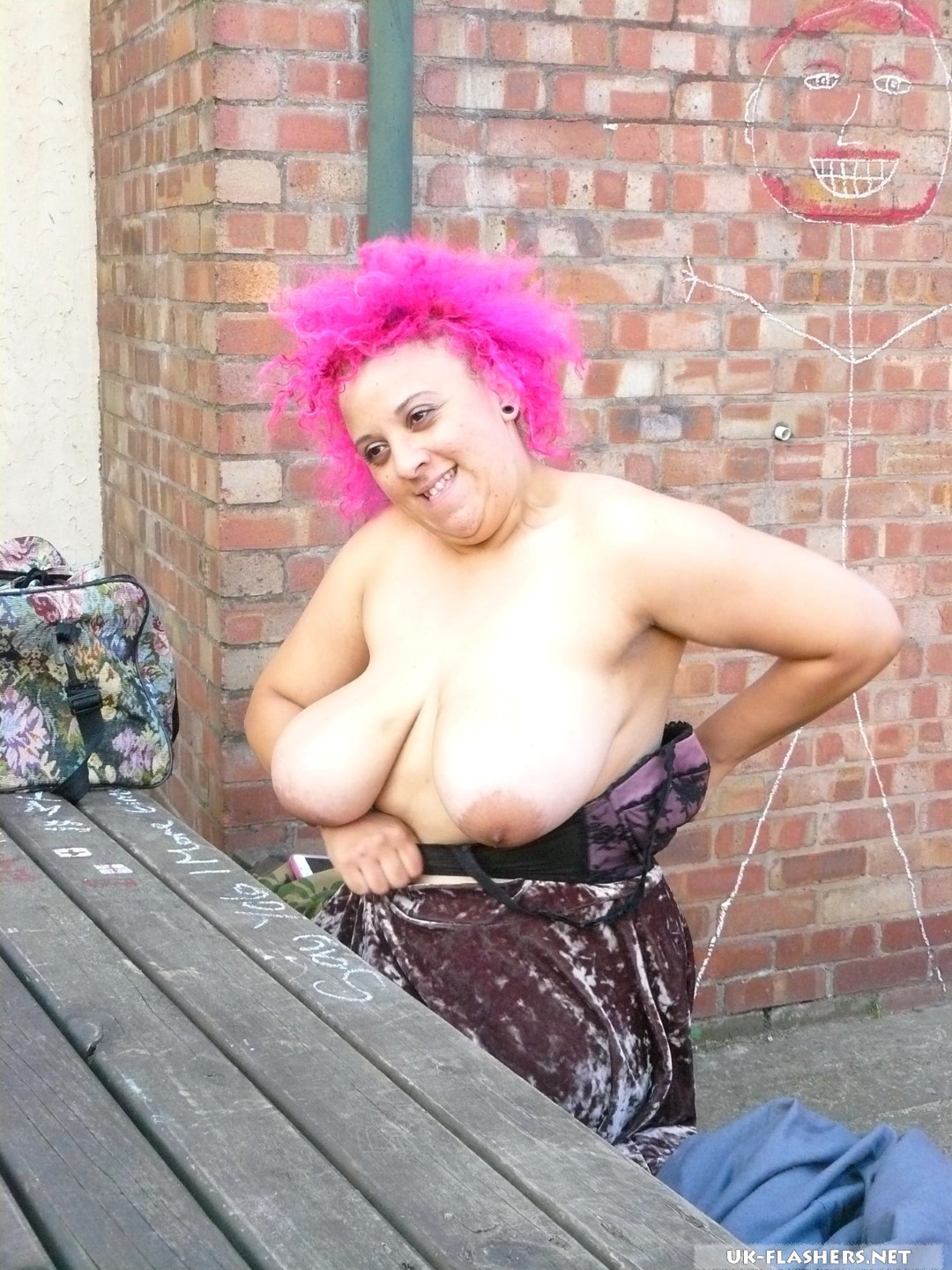 Amateur BBW Roxy on a day out flashes her huge boobs for the cam #67324613