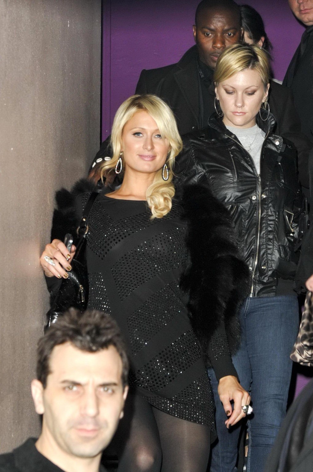 Paris Hilton leggy wearing black pantyhose  mini dress at 'BigCityBeats' Kick Of #75318513