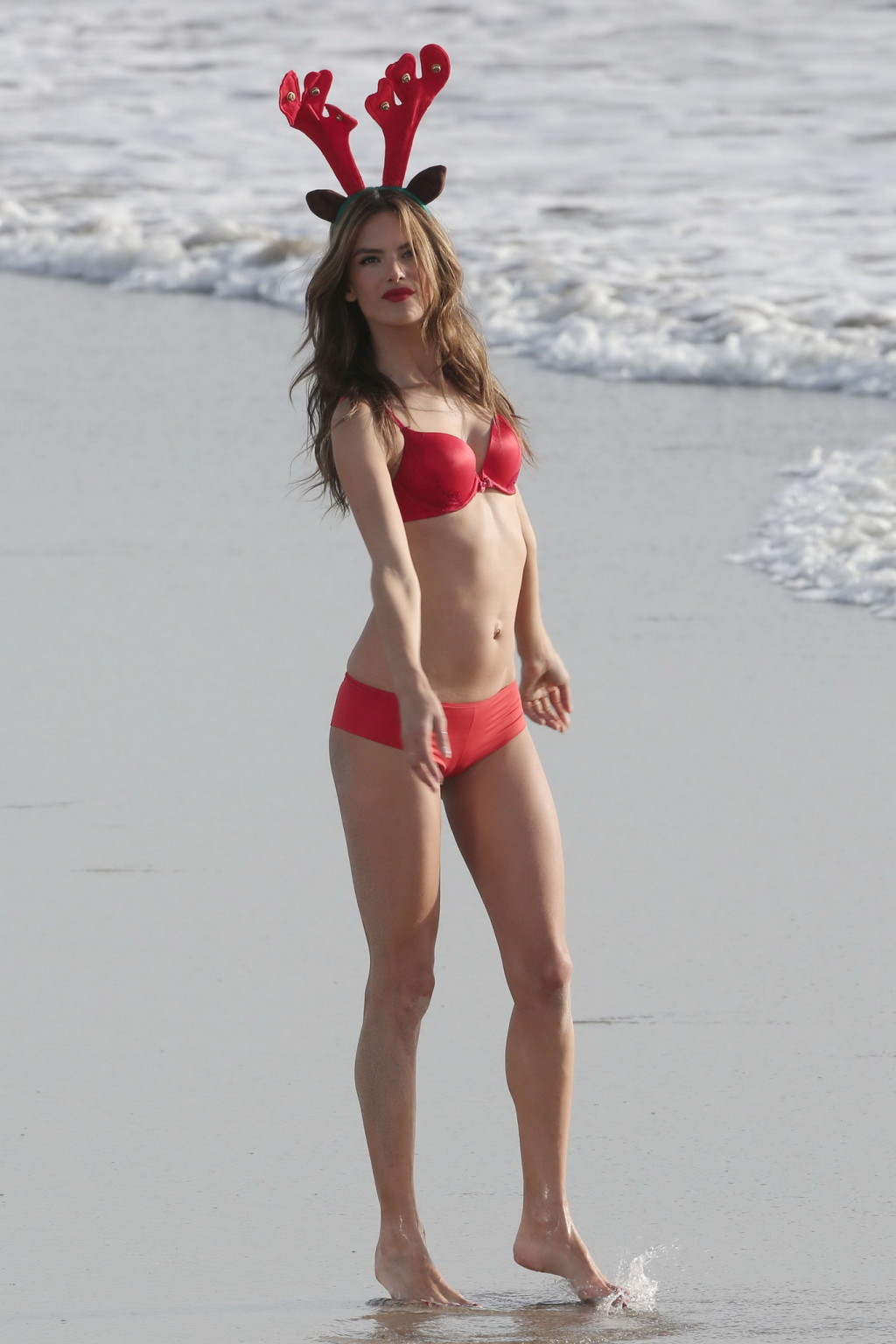 Alessandra Ambrosio wearing skimpy red two piece at Victoria's Secret photoshoot #75209934