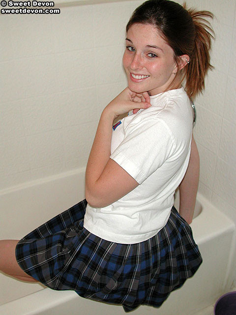 Busty brunette teen bathing in panties #78688340
