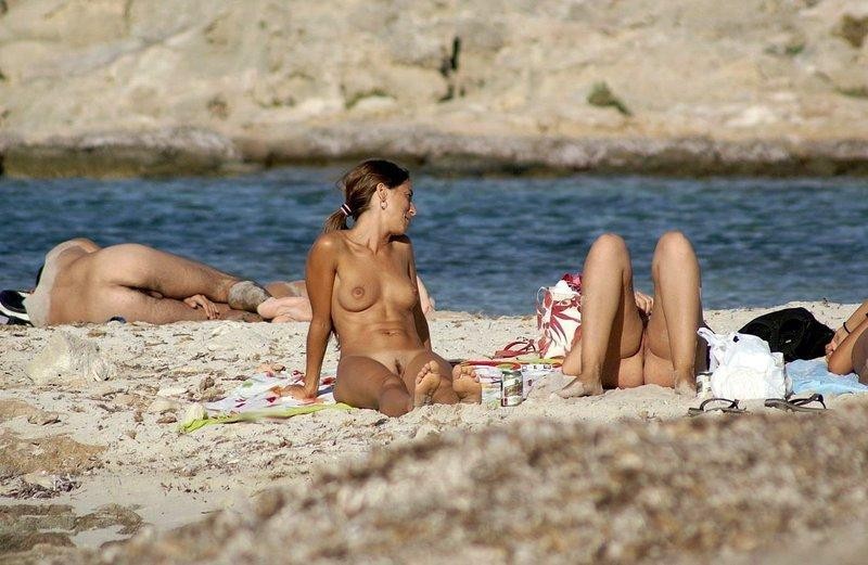 Check out this nudist showing off her shaved pussy #72256529