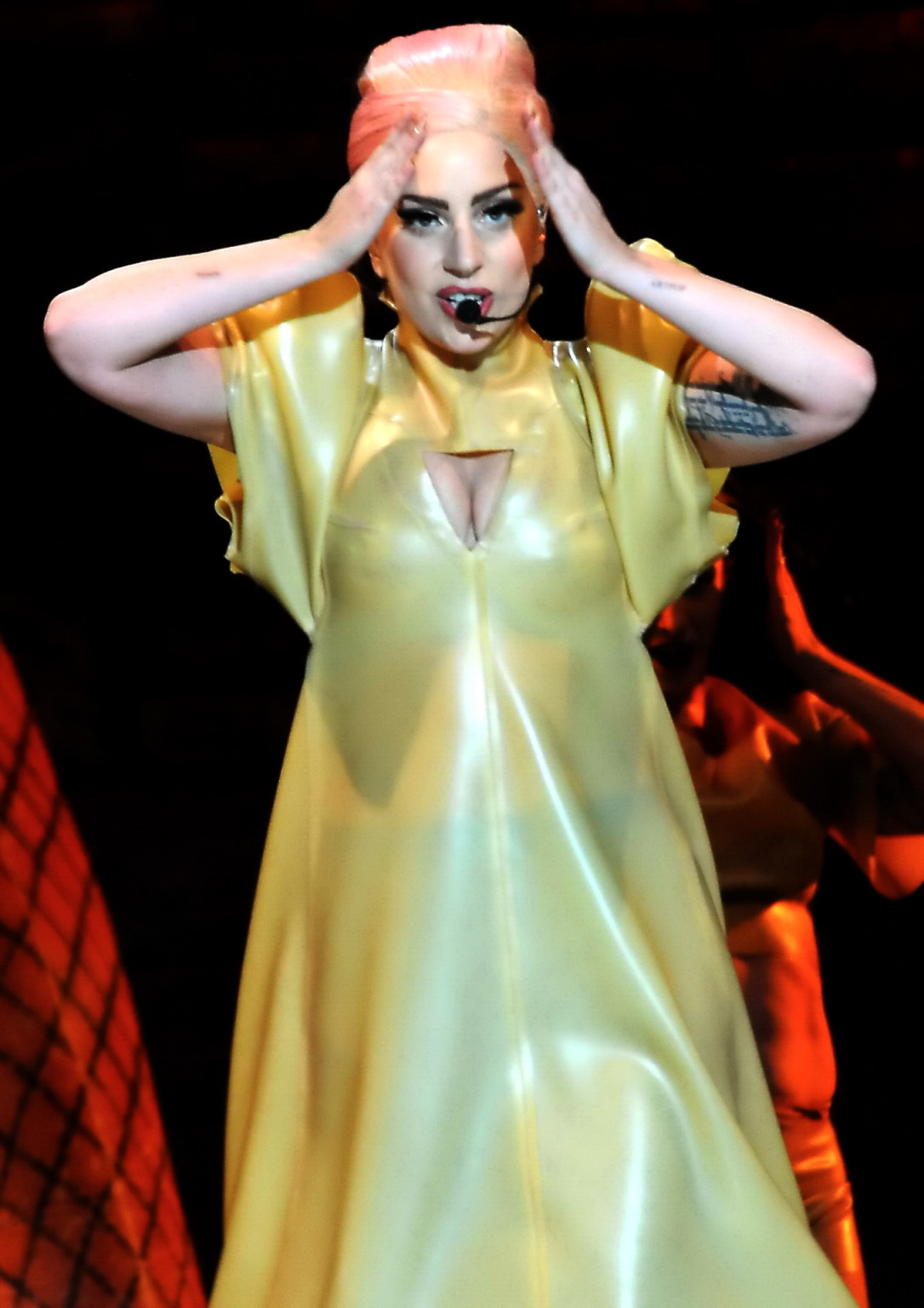 Lady Gaga performs wearing see through bra  pasties at the Staples Center in LA #75243251
