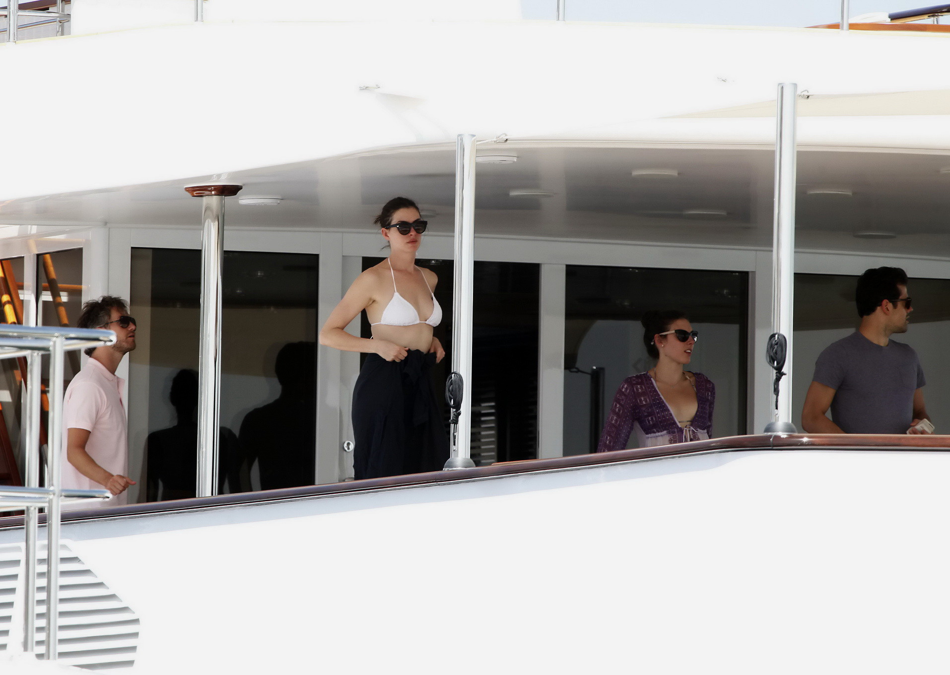 Anne Hathaway busty in a tiny twopiece at the yacht #75155287