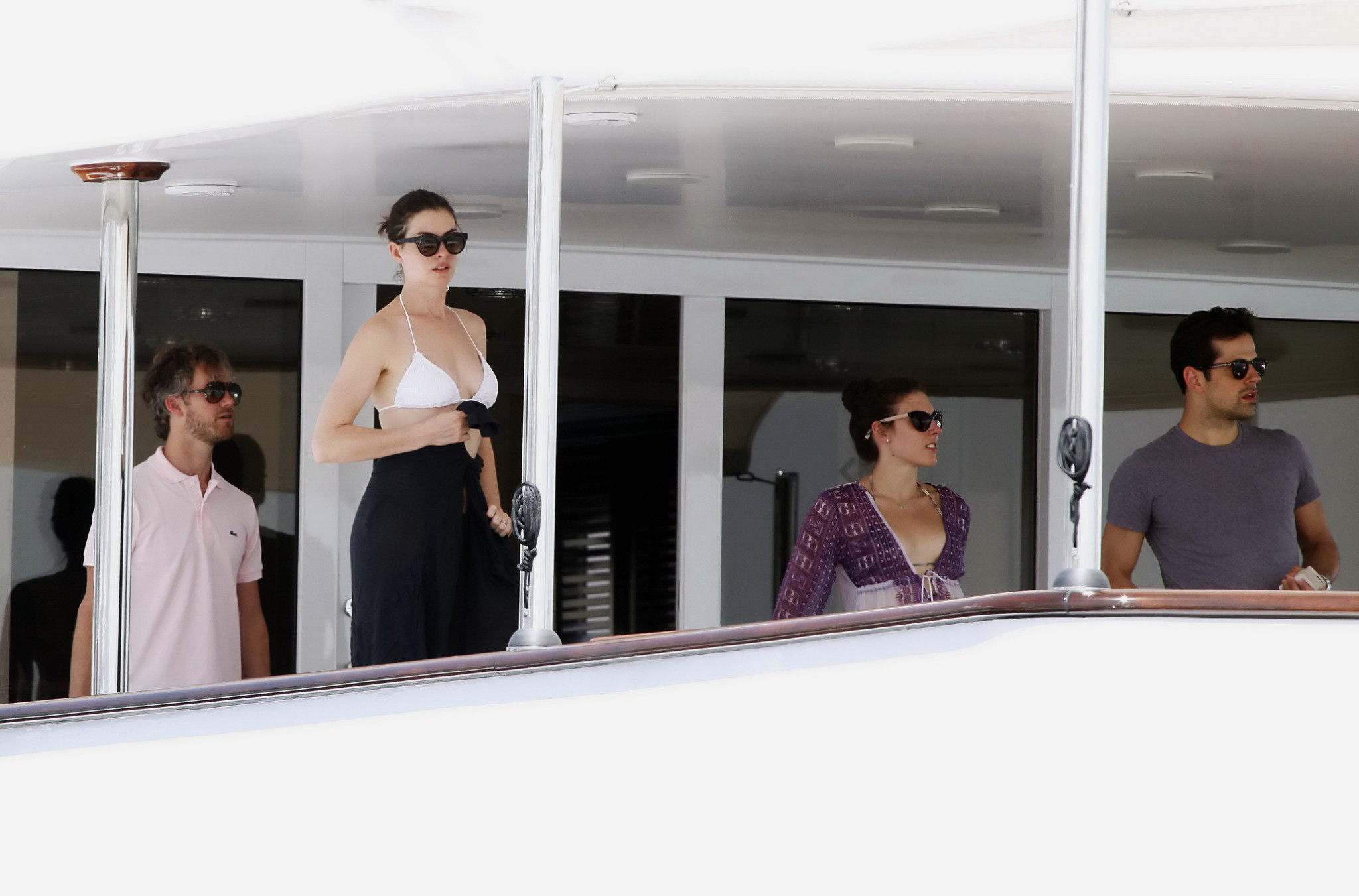 Anne Hathaway busty in a tiny twopiece at the yacht #75155295