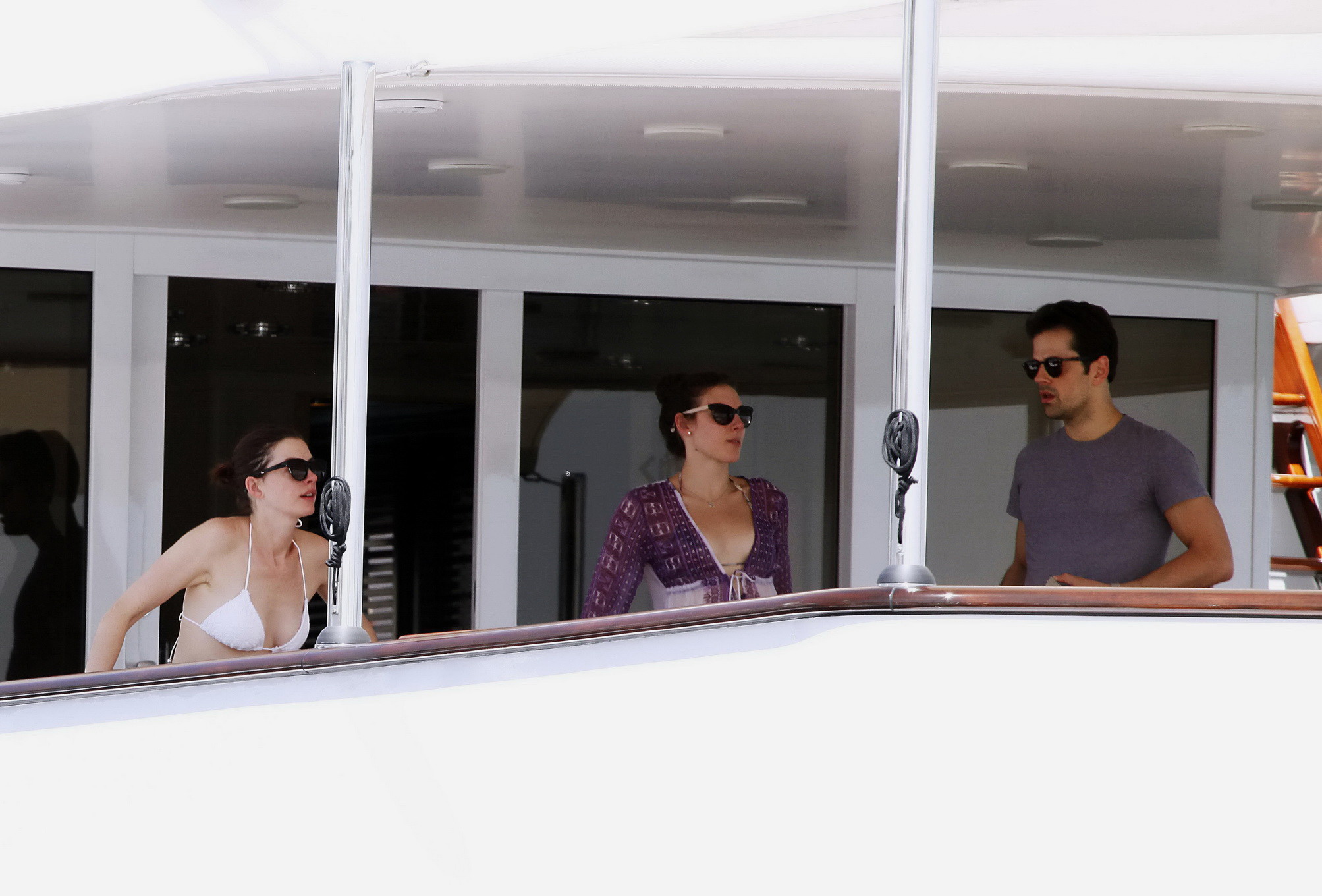 Anne Hathaway busty in a tiny twopiece at the yacht #75155300