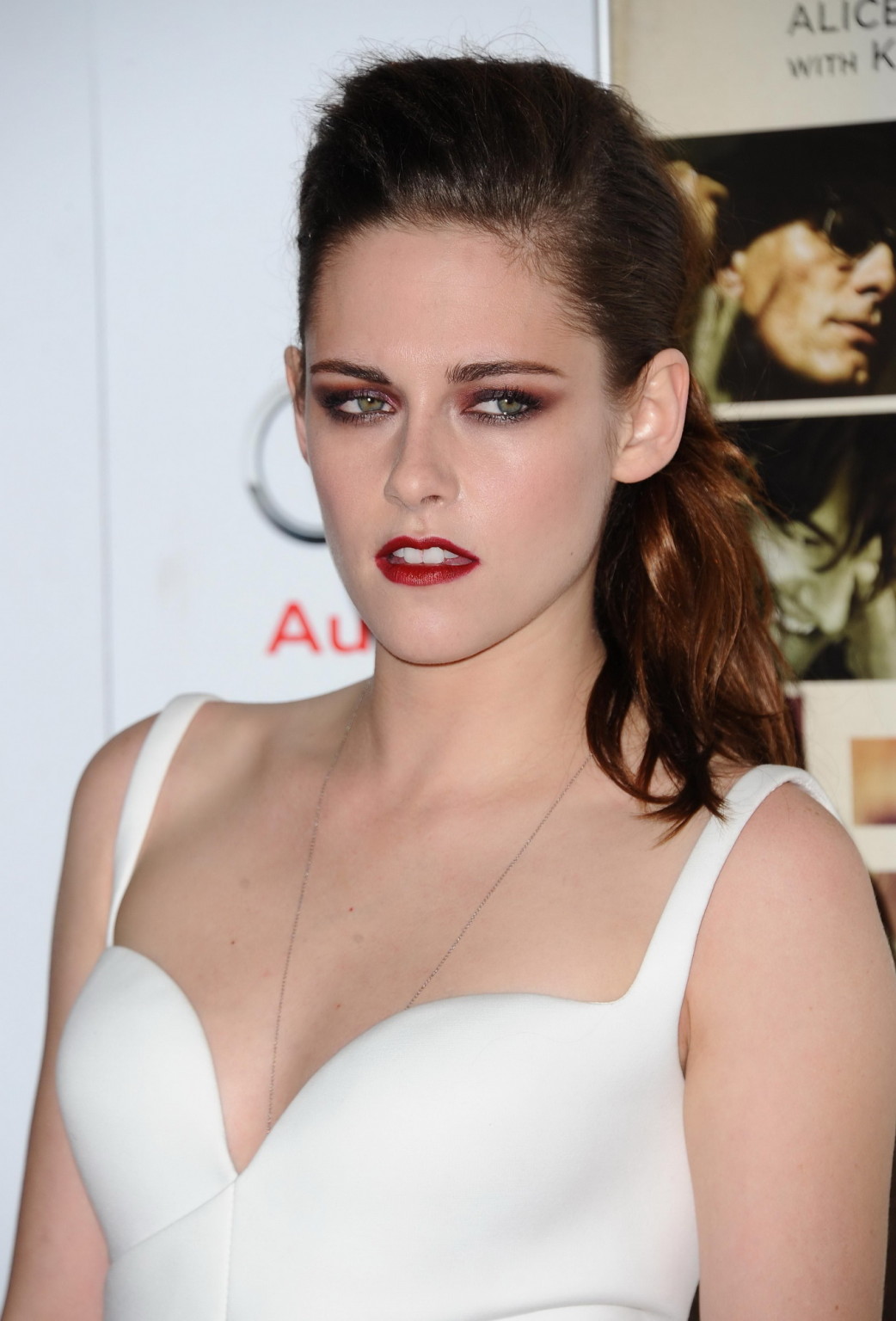 Kristen Stewart shows big cleavage in white belly top during the 2012 AFI FEST i #75249142