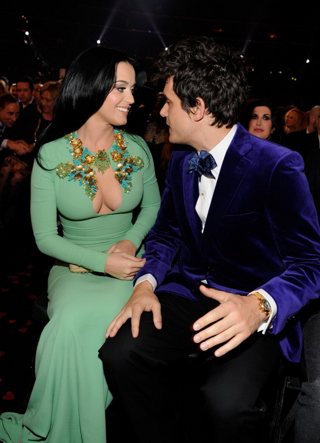 Katy Perry showing epic cleavage in a tight green dress at 55th Annual Grammy Aw #75241530